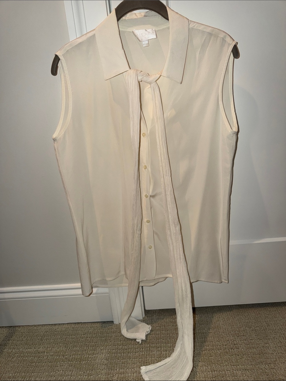ALEXIS Sleeveless Tie-Neck Blouse in Ivory